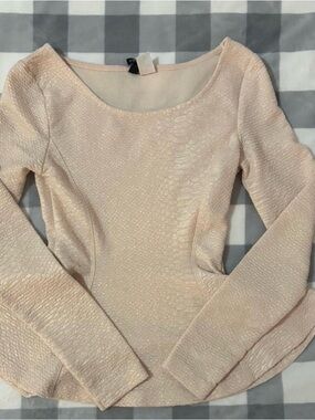 Divided Pale Blush Scoop Neck Long Sleeve Top